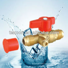 brass gas ball valves with drain with red handle flare*flare